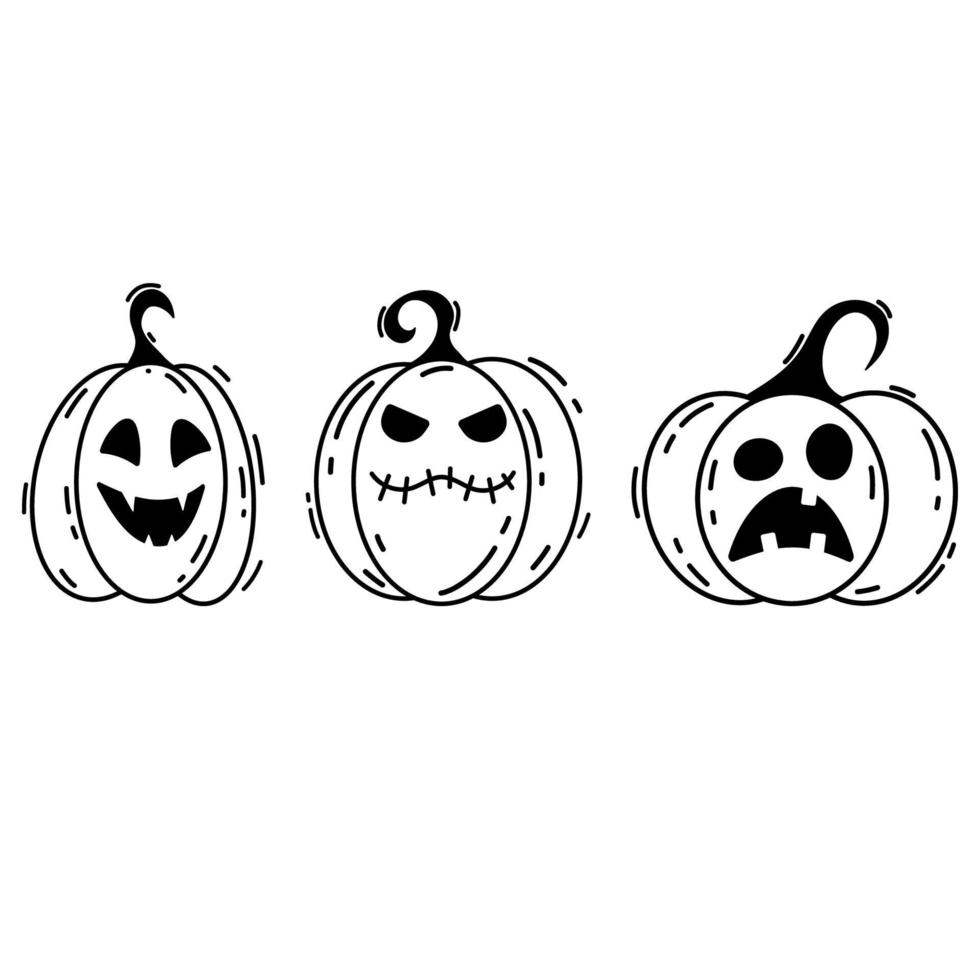 halloween tekening pompoenen schets. tekenfilm vector illustratie
