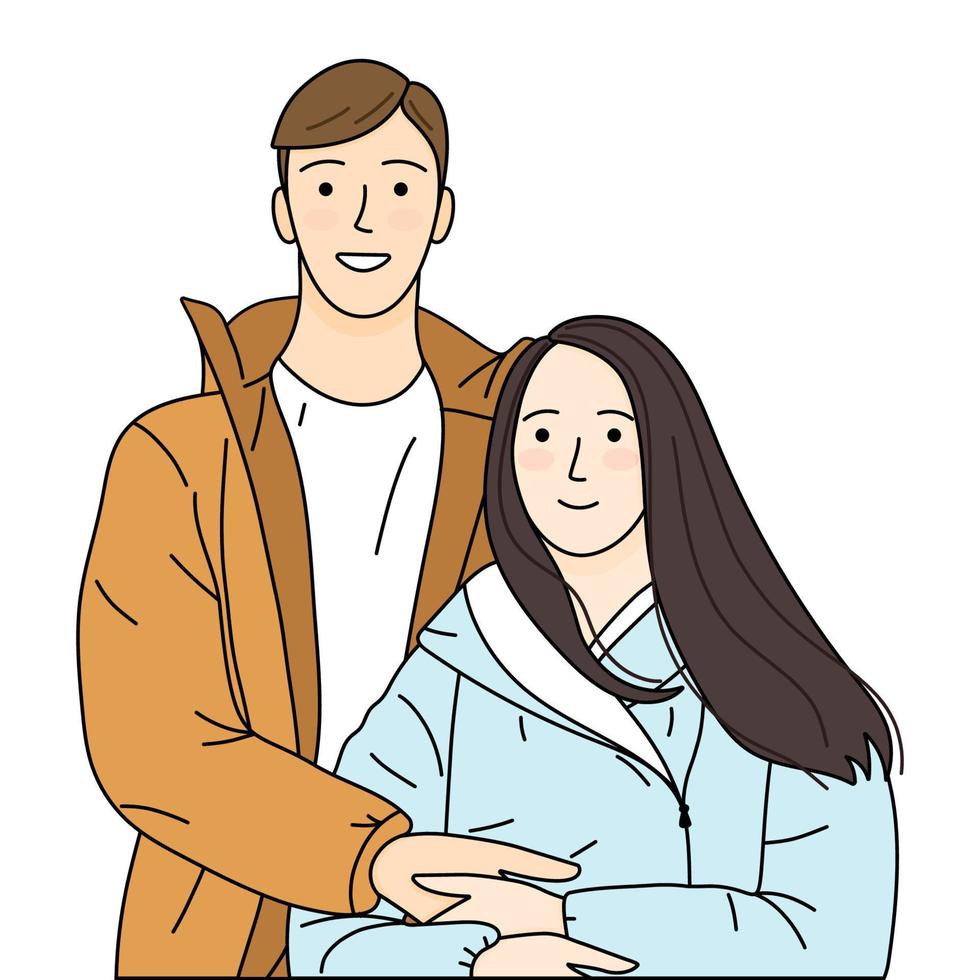 paar in liefde. jong familie. romantisch relatie. geïsoleerd tekenfilm vector illustratie