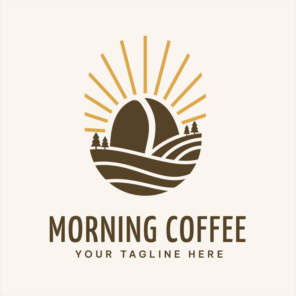 koffie Boon illustratie ontwerp logo in de ochtend, premie koffie label, koffie insigne, koffie embleem. Gaan naar restaurants, cafés, winkels. vector illustratie.