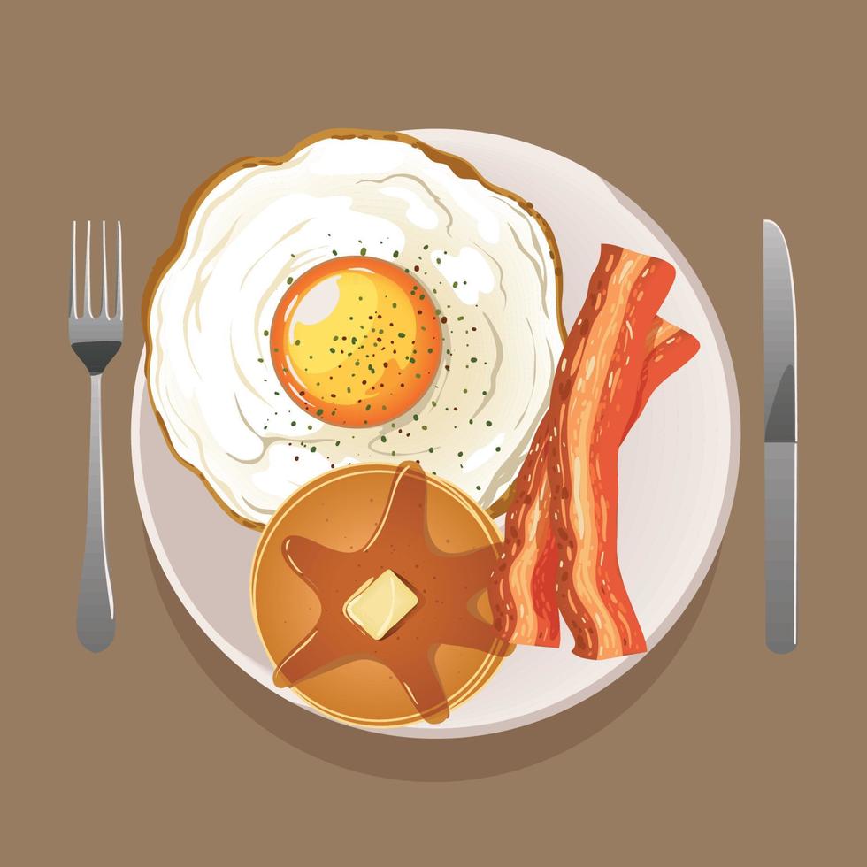 ontbijt ei en pannekoeken vector