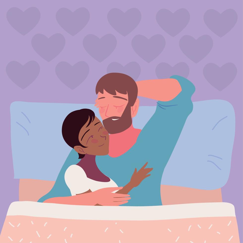 paar samen in bed vector