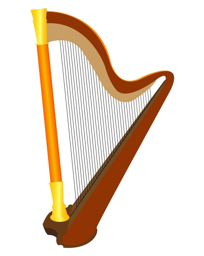 geregen musical instrument harp Aan een wit achtergrond vector