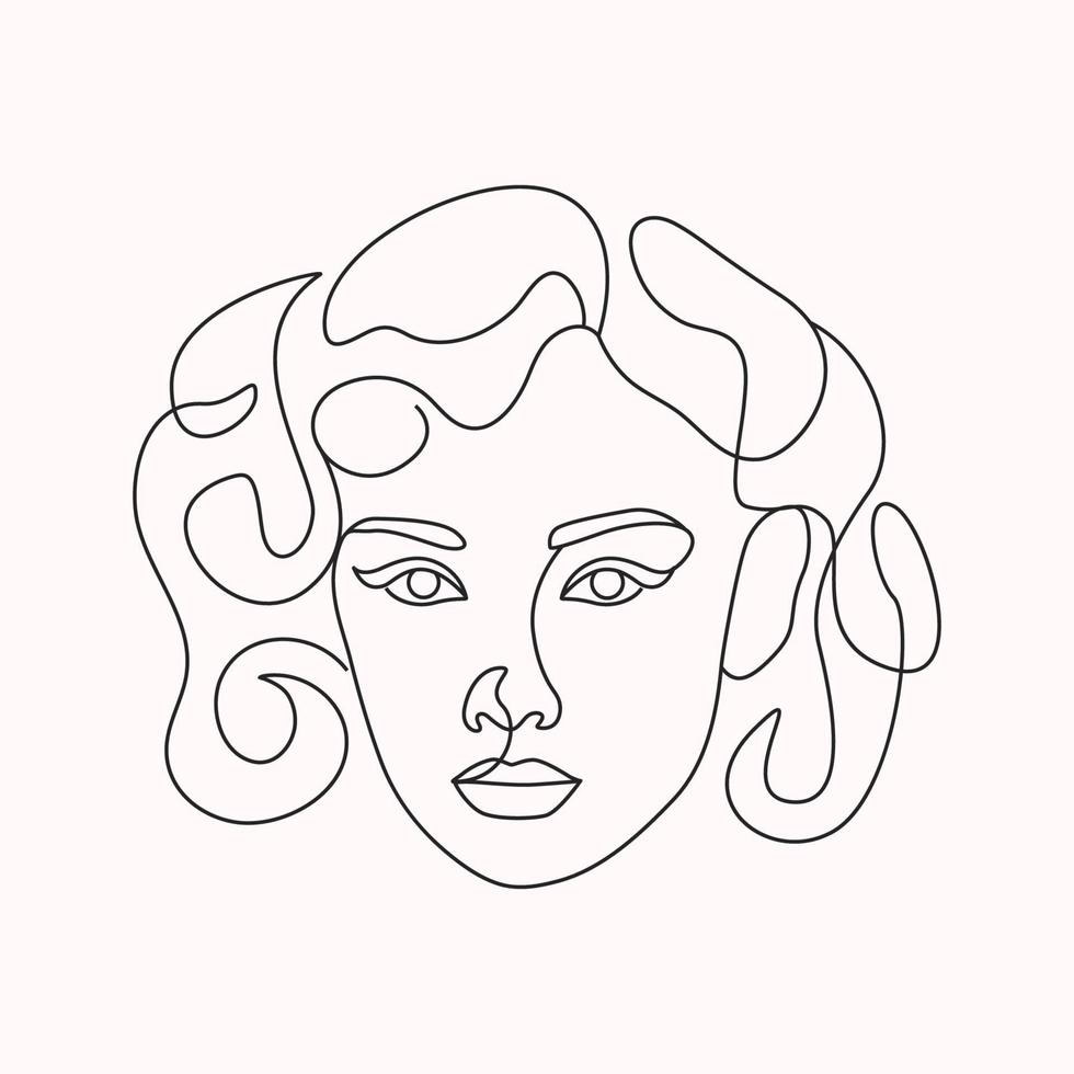 bekleed vrouw haar- stijl een lijn kunst stijl illustratie vector kunst