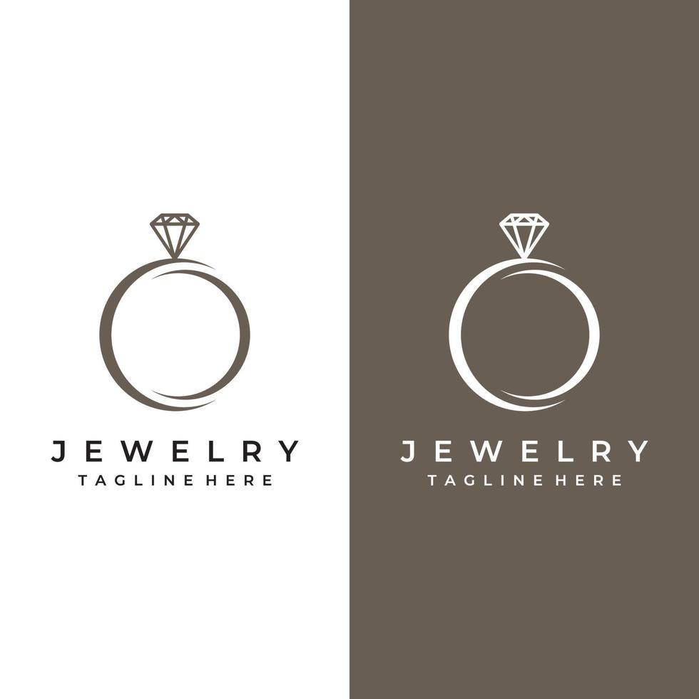 sieraden ring abstract logo sjabloon ontwerp met luxe diamanten of gems.isolated Aan zwart en wit achtergrond.logo kan worden voor sieraden merken en tekens. vector