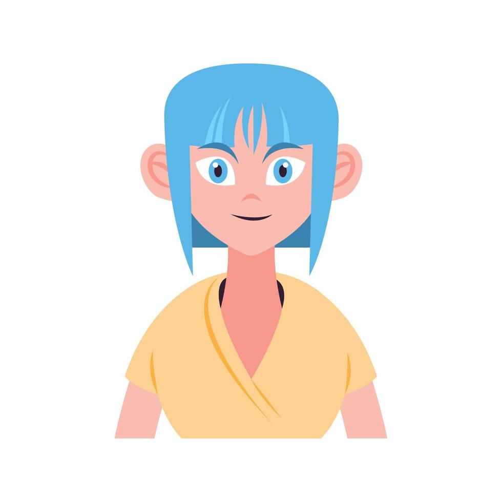 blauw haar- meisje anime stijl vector