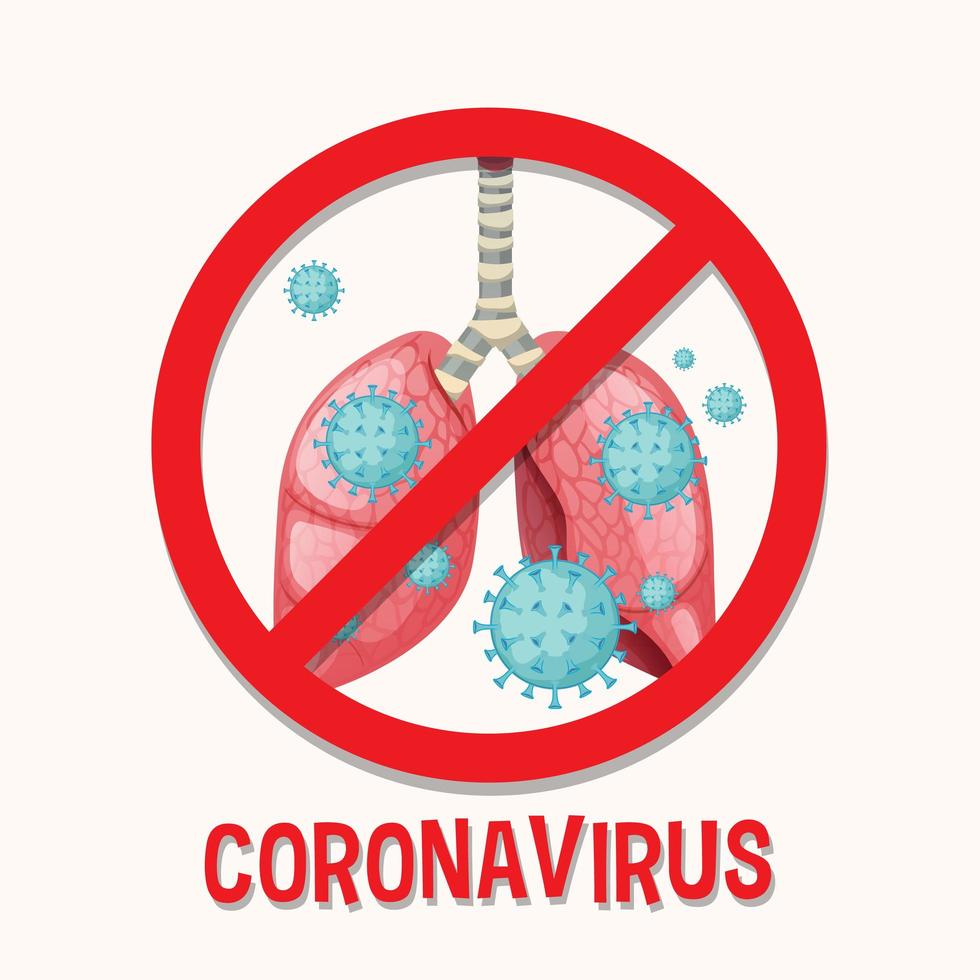 coronavirus achtergrond met viruscel in longen vector