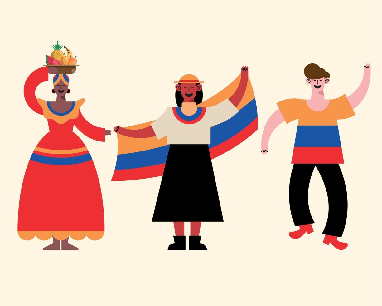 drie Colombianen personen vector