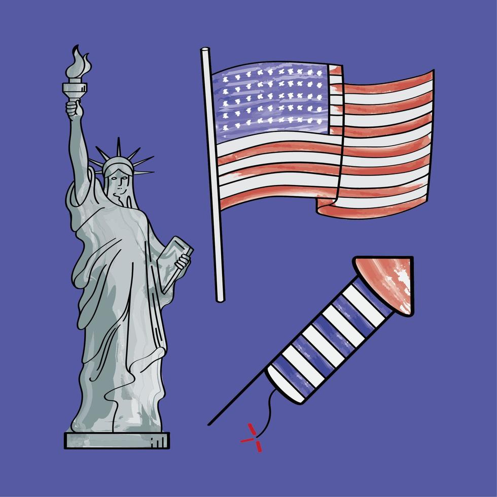 drie Verenigde Staten van Amerika cultuur pictogrammen vector