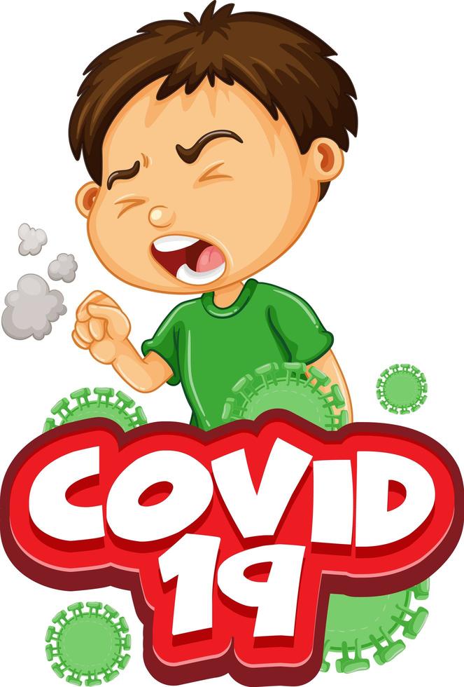 covid-19 met zieke jongen hoest vector