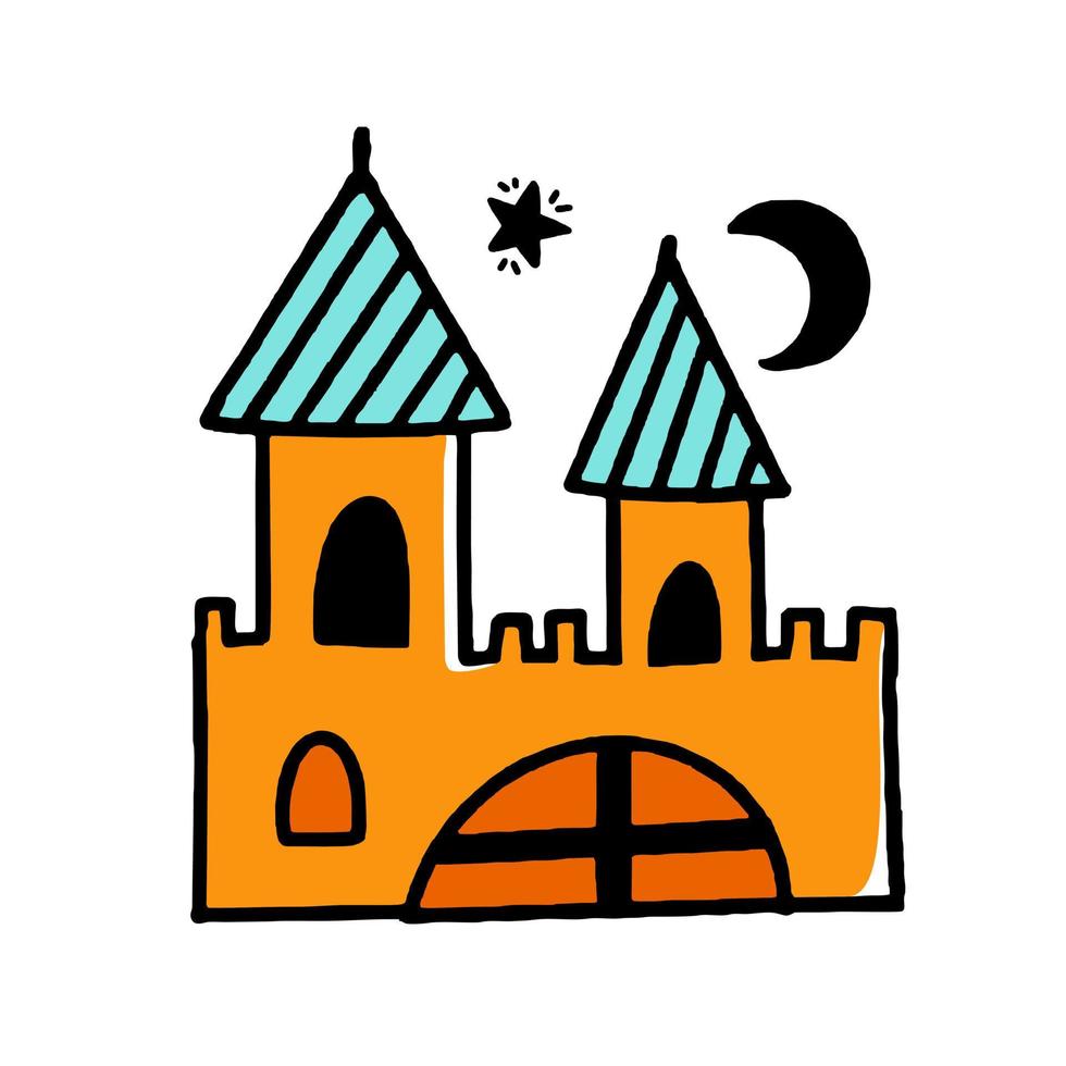 mystiek kasteel halloween concept tekening stijl vector ontwerp illustratie geïsoleerd Aan wit achtergrond