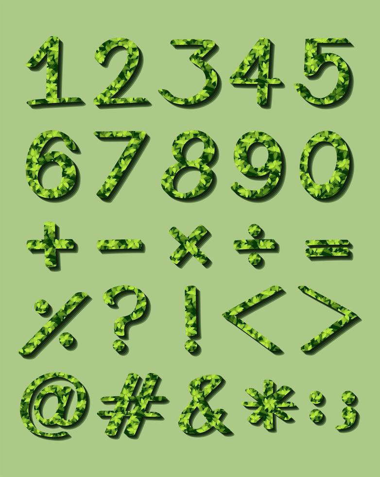 numerieke figuren met groen artwork vector