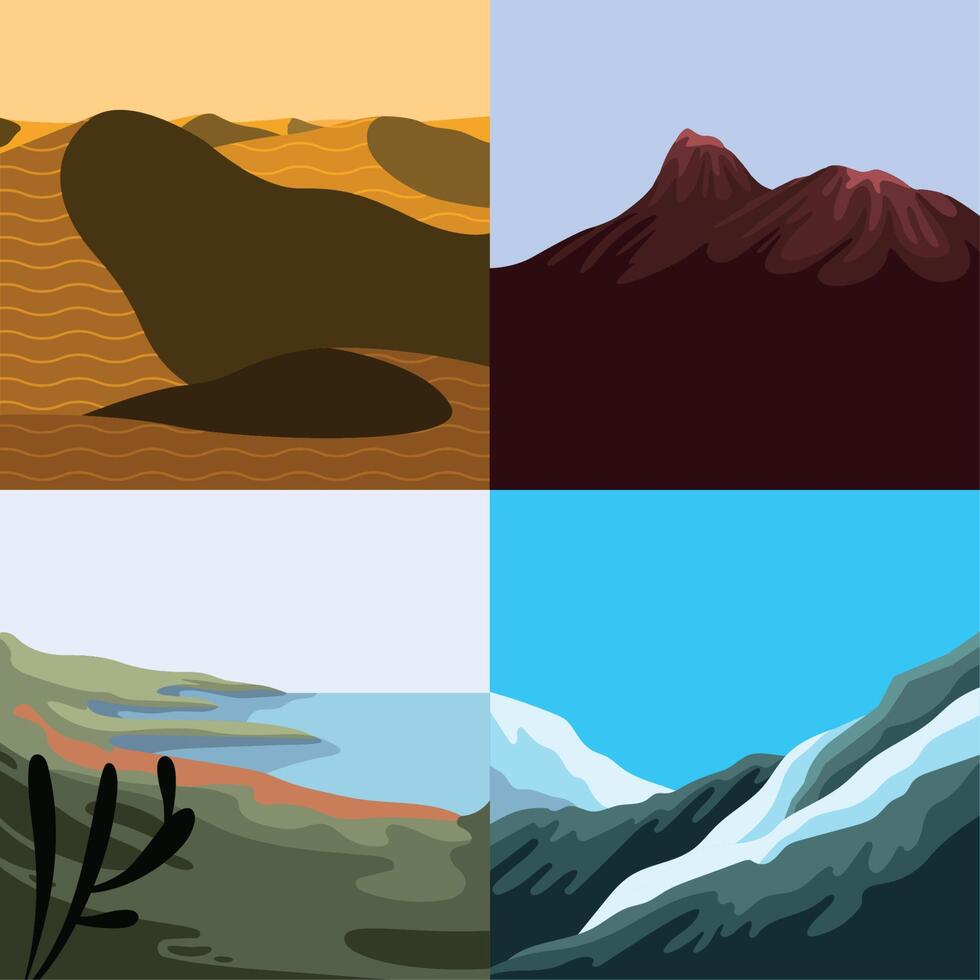 vier landschappen natuur scènes vector