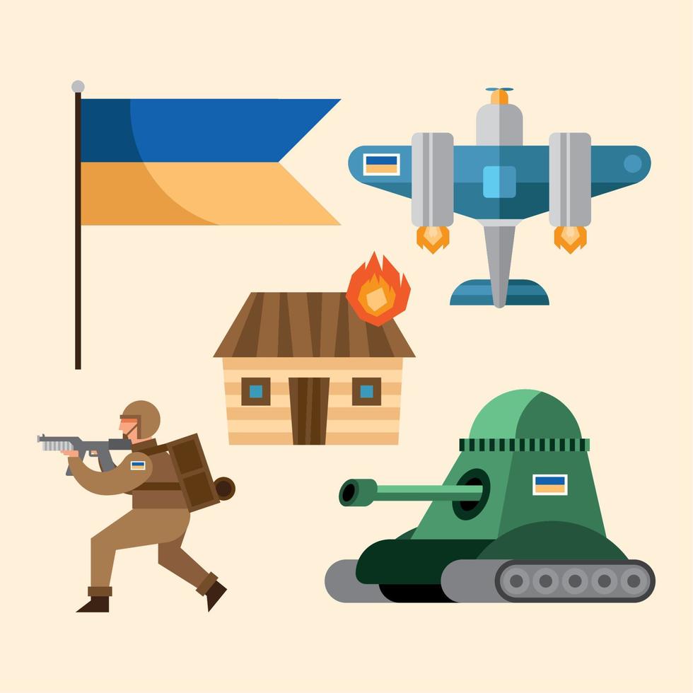 vijf Oekraïne conflict pictogrammen vector