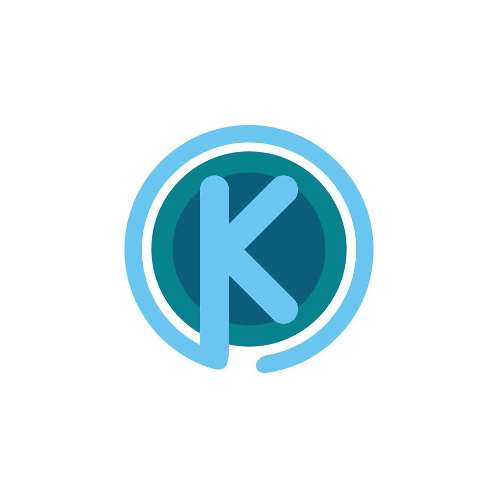 blauw cirkel brief k logo ontwerp vector