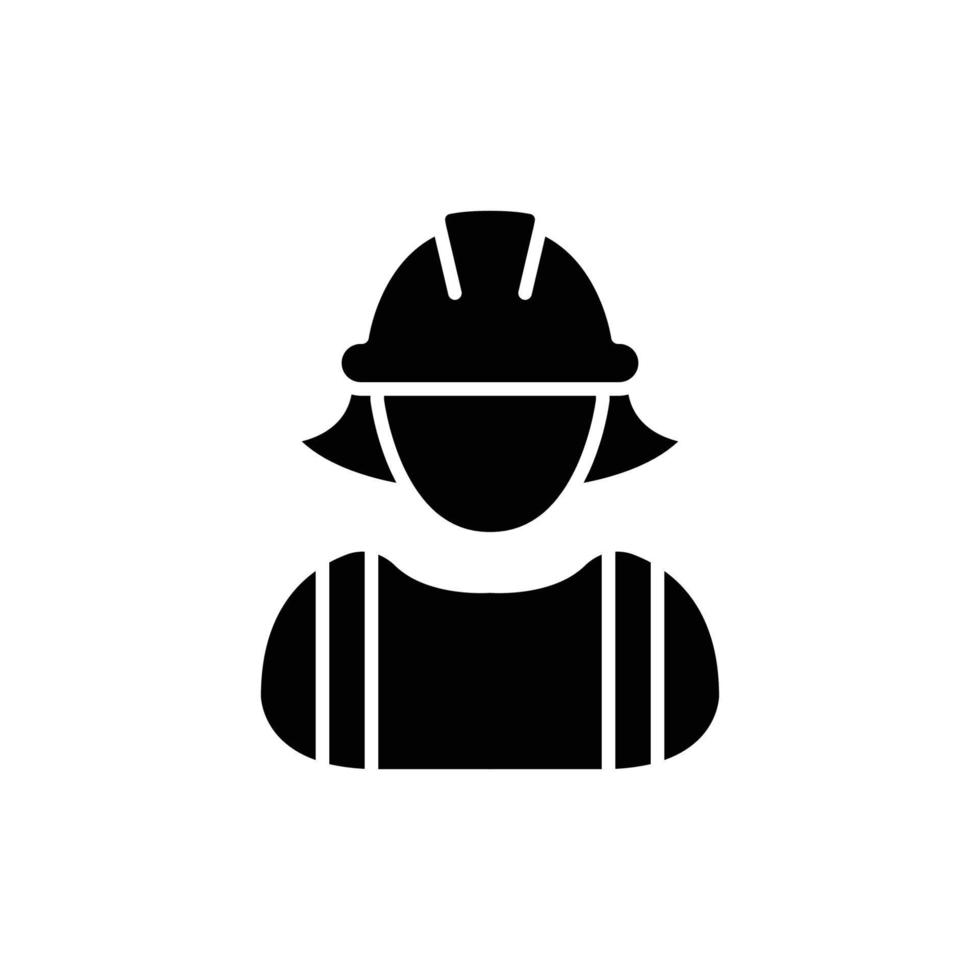 vrouw bouw arbeider icoon. arbeid, bouwer, medewerker, harde hoed concept. gemakkelijk solide stijl. glyph vector ontwerp illustratie geïsoleerd Aan wit achtergrond. eps 10.