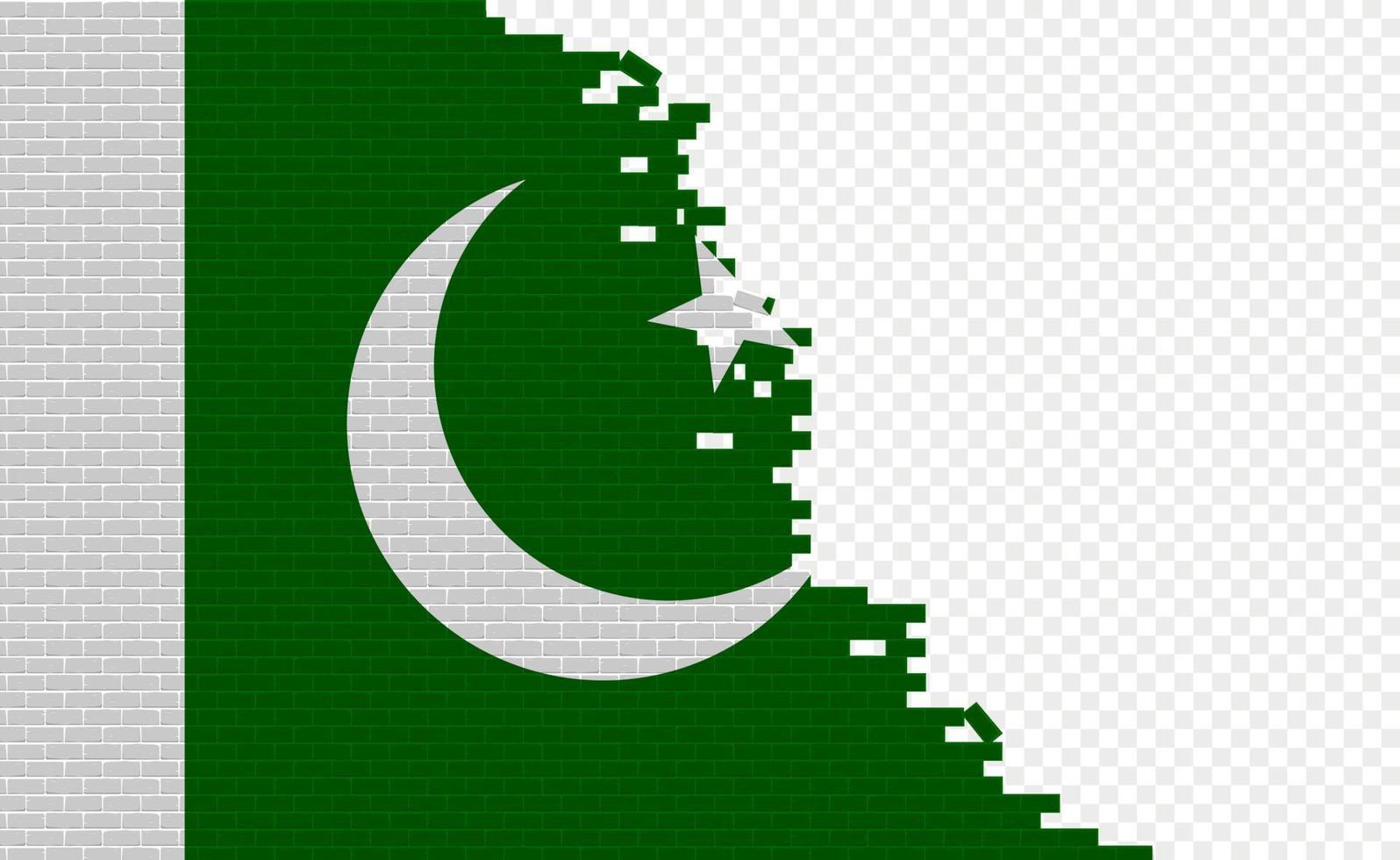 Pakistan vlag Aan gebroken steen muur. leeg vlag veld- van een ander land. land vergelijking. gemakkelijk bewerken en vector in groepen.