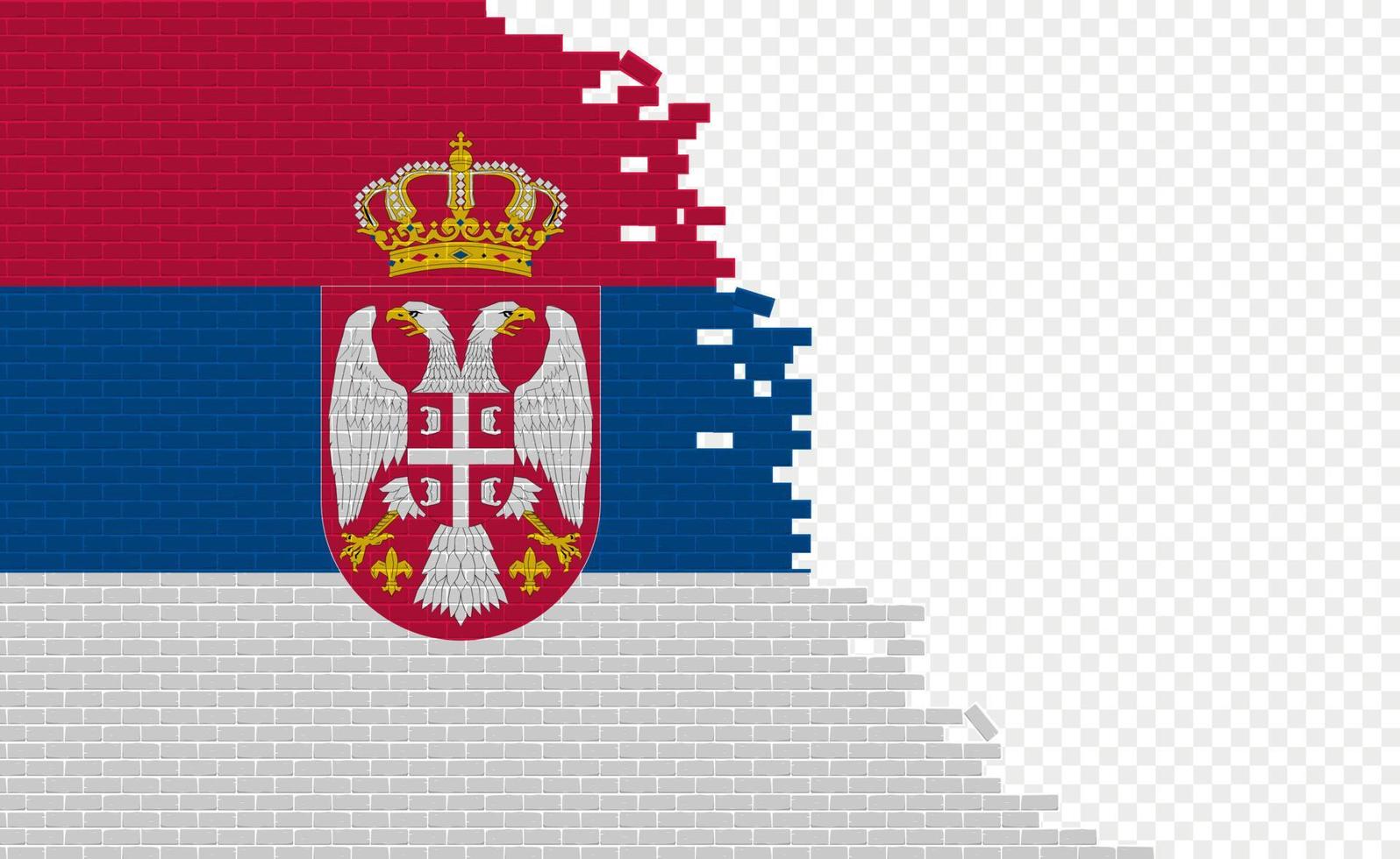 Servië vlag Aan gebroken steen muur. leeg vlag veld- van een ander land. land vergelijking. gemakkelijk bewerken en vector in groepen.