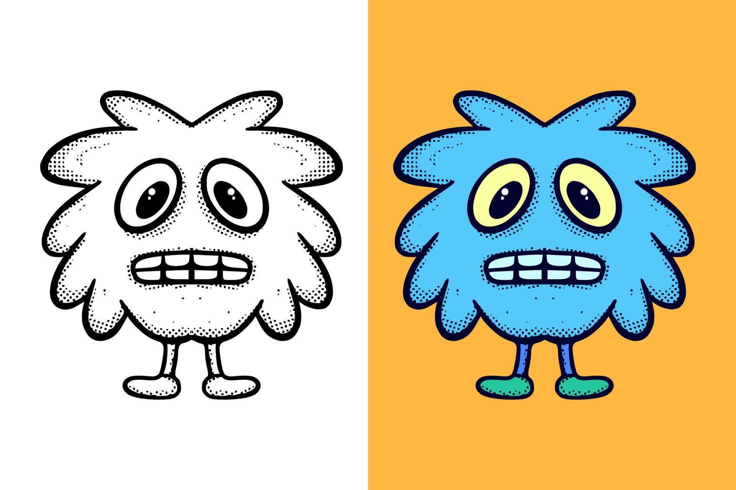 monster schattig hand- getrokken tekenfilm wijnoogst stijl vector