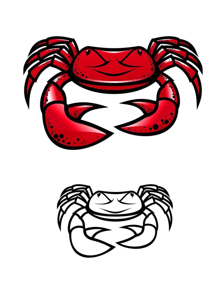 rood krab karakter met klauwen vector