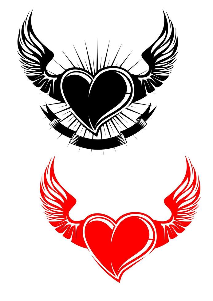 hart tatoeëren met Vleugels vector