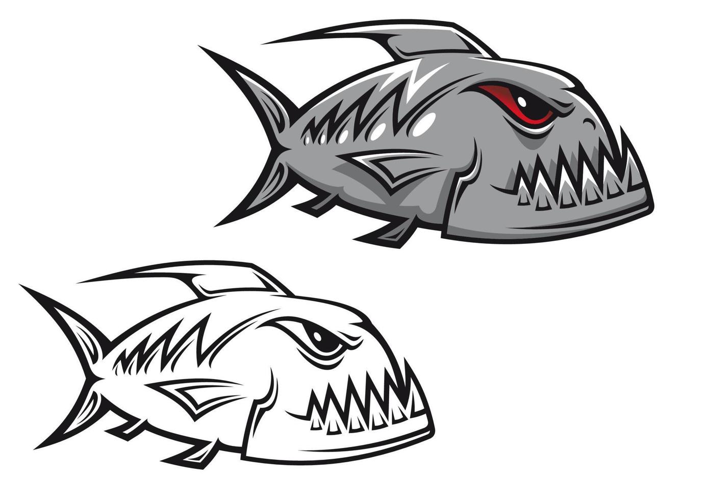 Gevaar piranha mascotte karakter vector