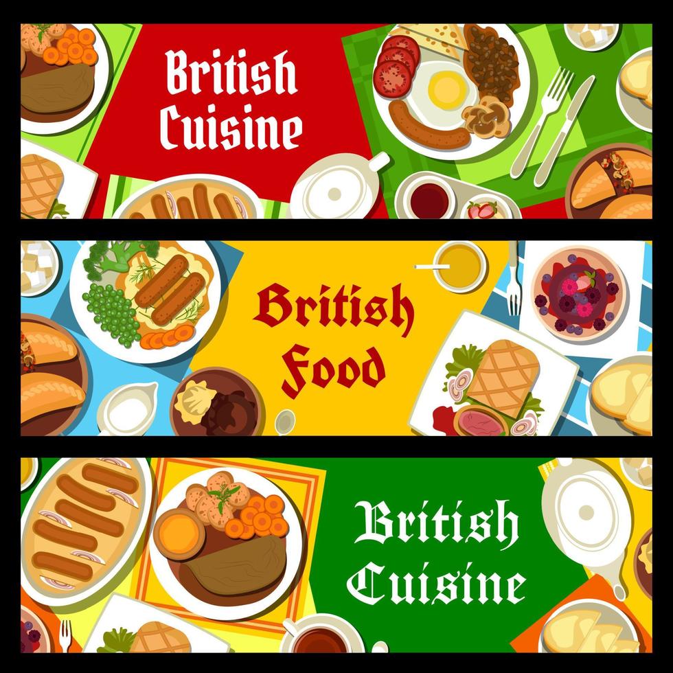 Brits keuken restaurant maaltijden vector banners