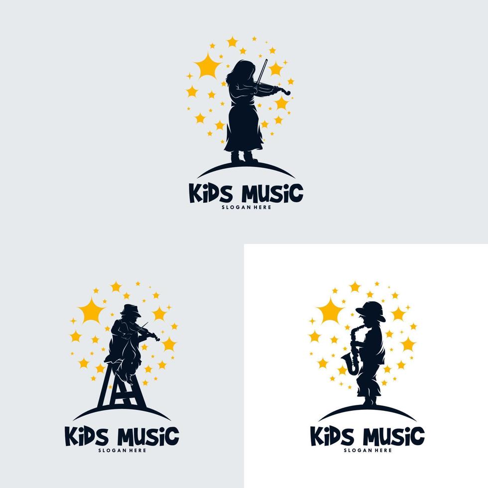 reeks van kleurrijk kinderen muziek- school- onderwijs logo vector