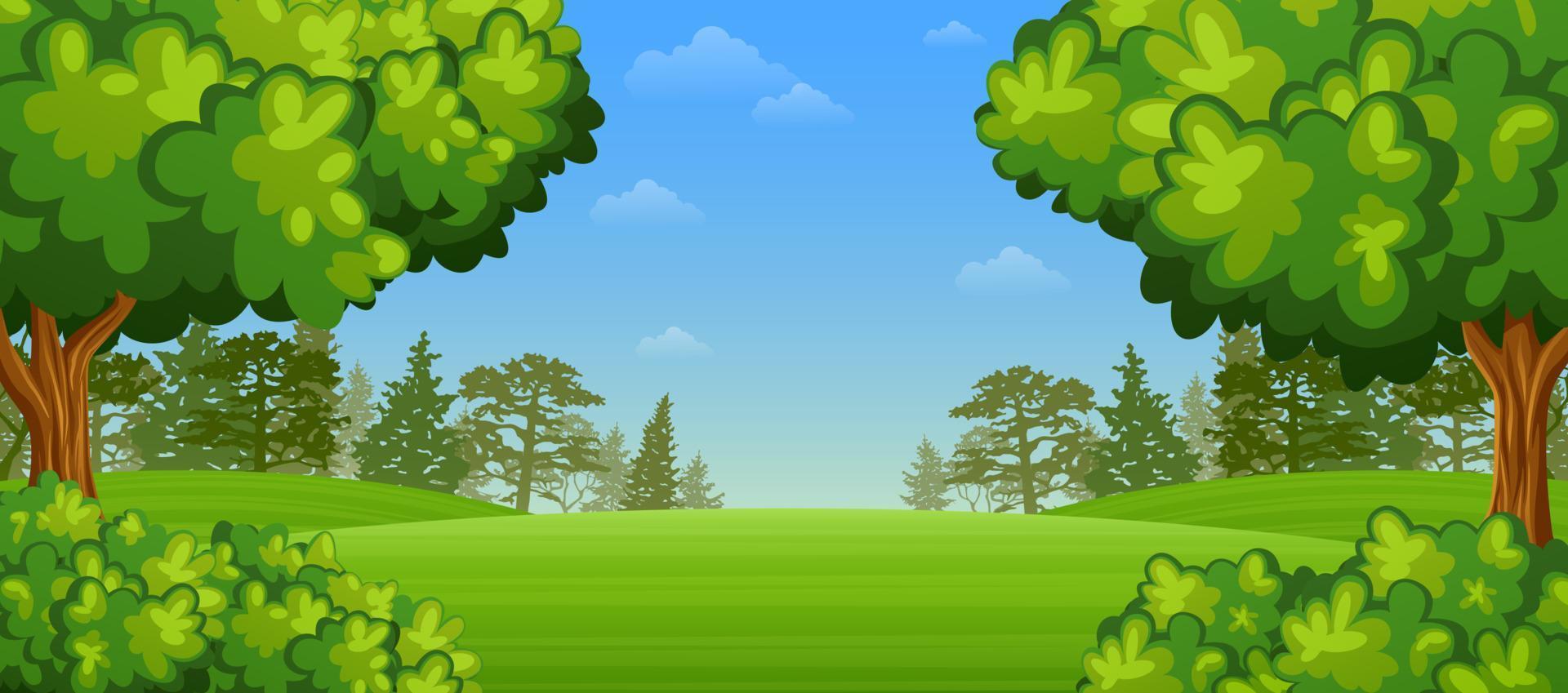 groen landschap met bergen en bomen vector