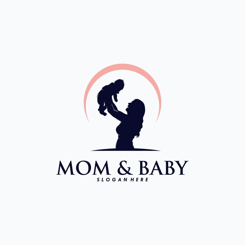 moeder Holding een weinig baby logo ontwerp vector