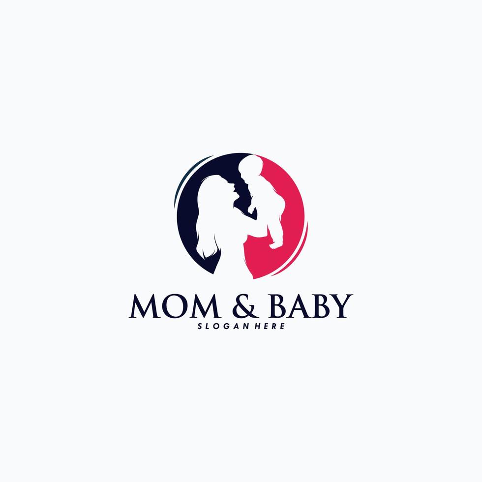 moeder Holding een weinig baby logo ontwerp vector