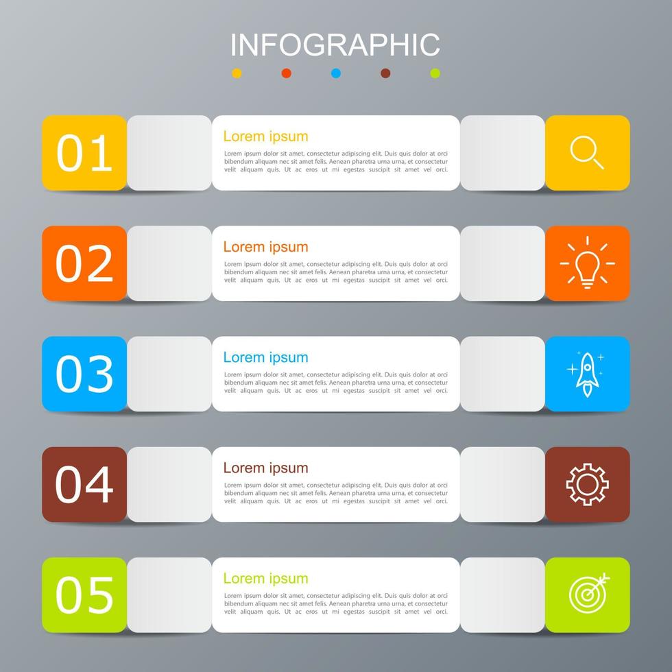 infographic sjabloon met de beeld van 5 rechthoeken vector