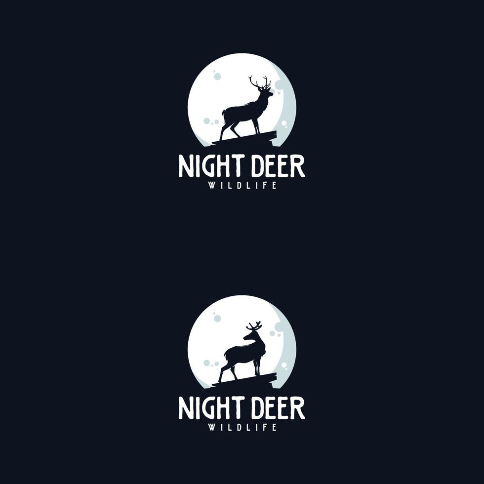 nacht hert met maan symbool logo ontwerp vector