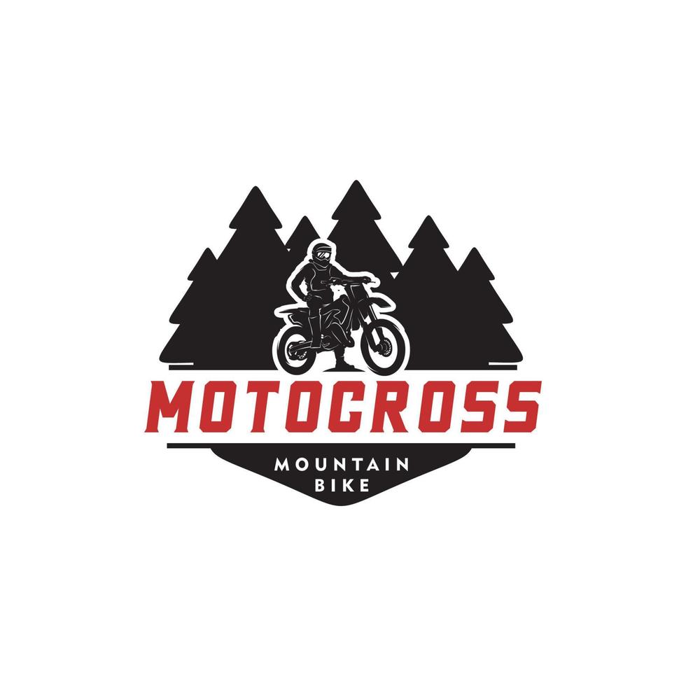 motorcross silhouet in de Woud logo ontwerp sjabloon vector