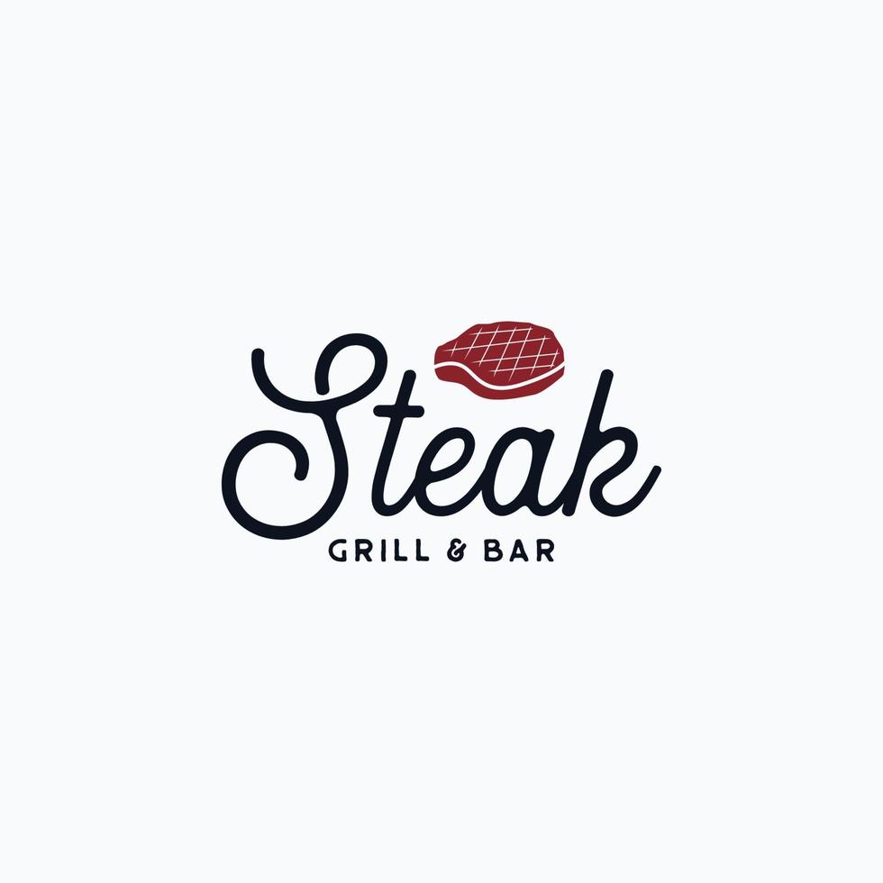 wijnoogst barbecue steak gegrild logo vector