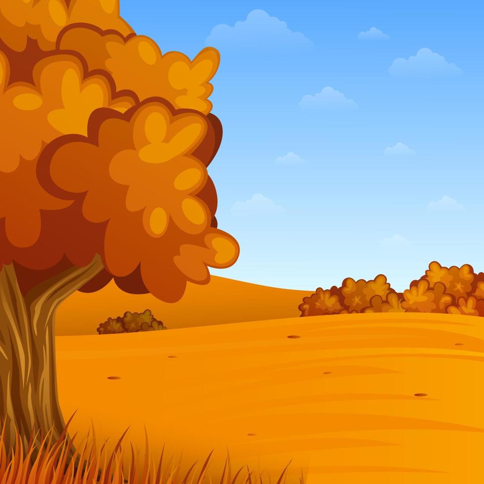 vector illustratie van herfst landschap met bergen en bomen