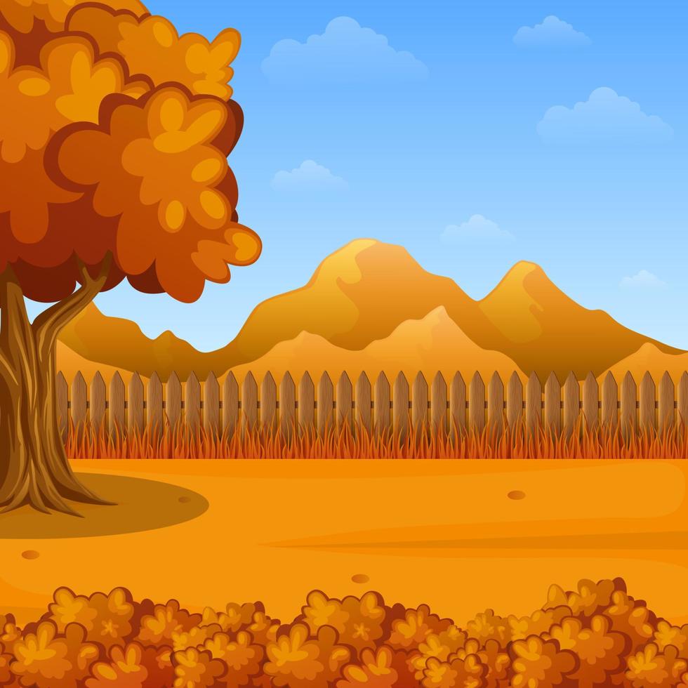 vector illustratie van herfst landschap met bergen en bomen