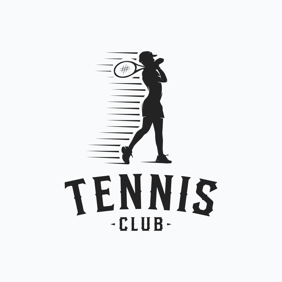 tennis speler gestileerde vector silhouet logo ontwerp