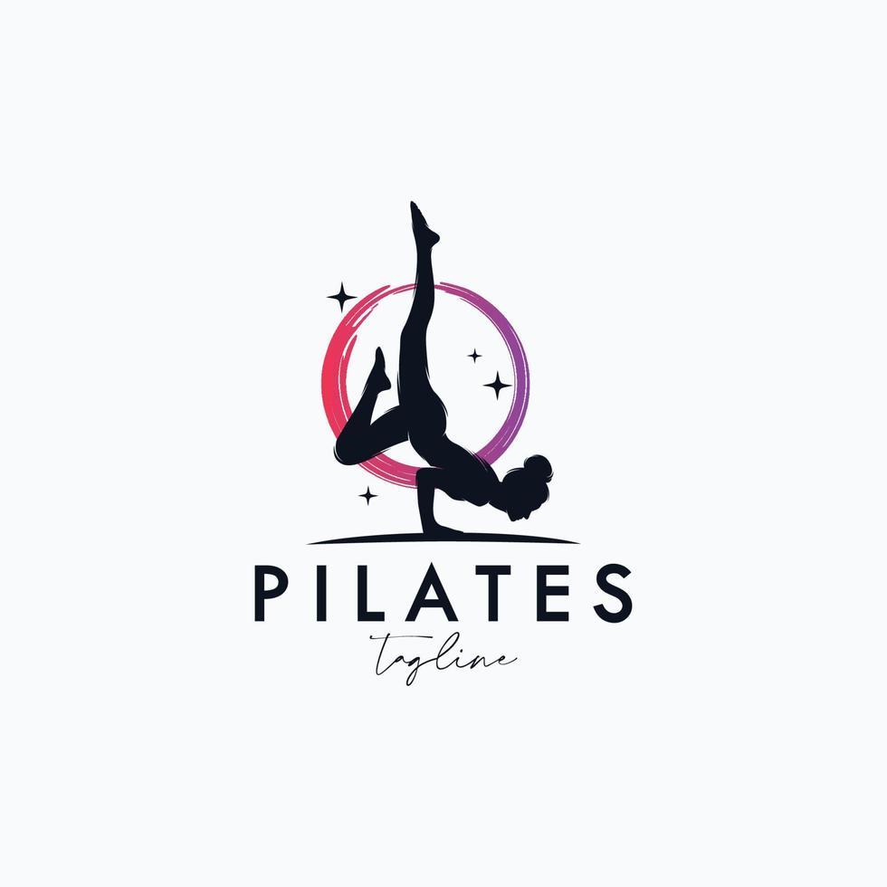 reeks van trainer pilates vrouw silhouet creatief vector logo ontwerp