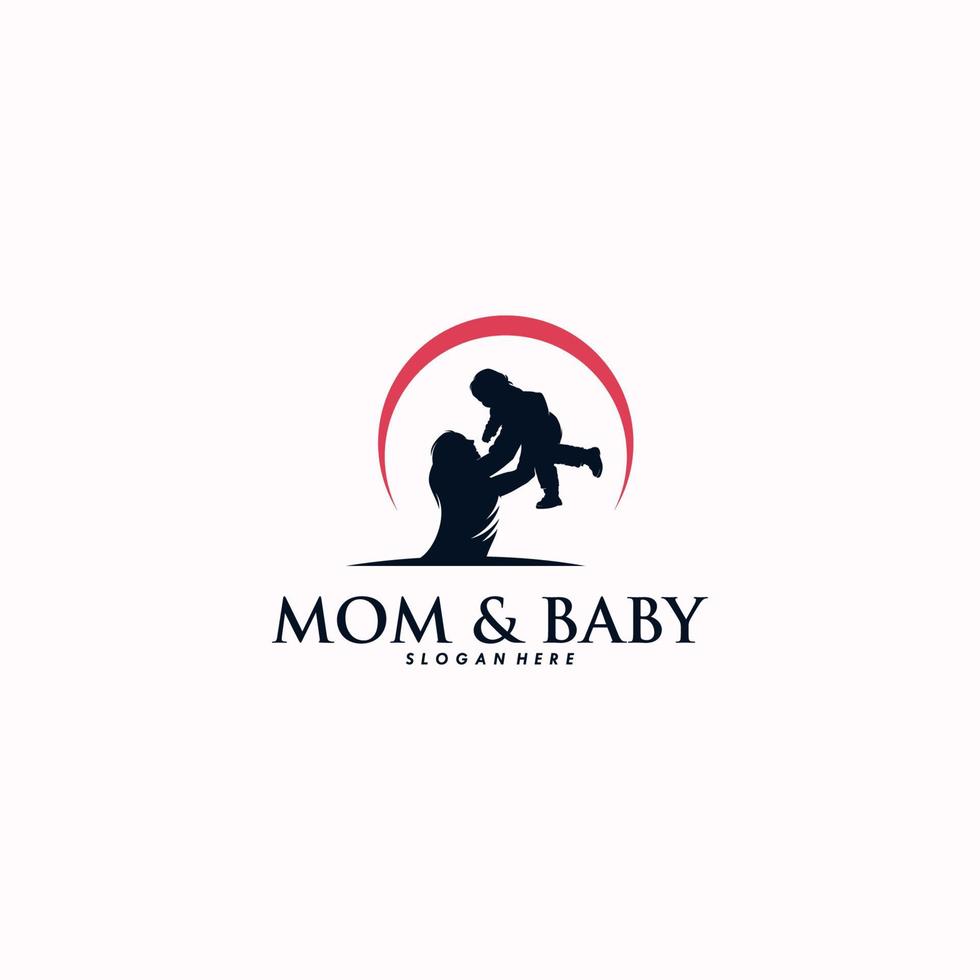 moeder Holding een weinig baby logo ontwerp vector