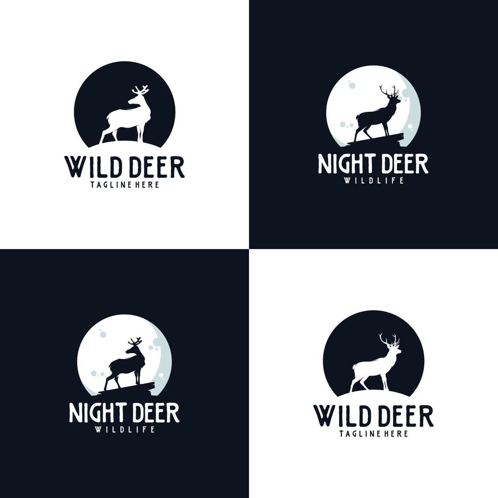 wild nacht hert met maan symbool logo ontwerp vector