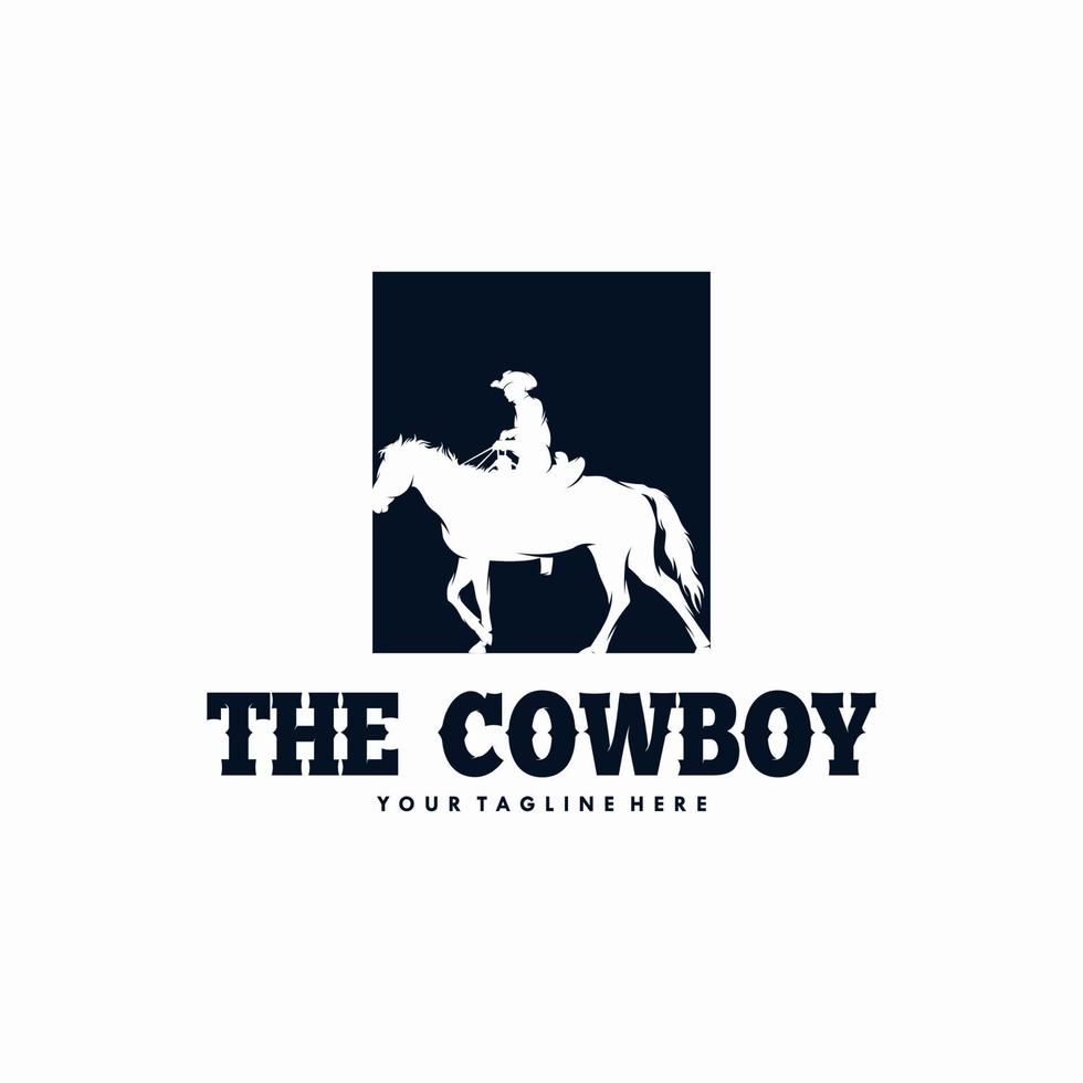 cowboy rijden paard silhouet logo ontwerp vector