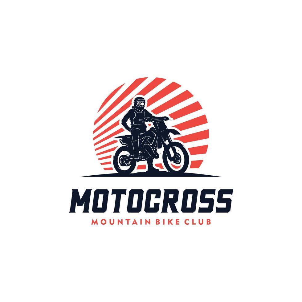 alleen maar rijden motorcross met zonsondergang logo ontwerp sjabloon vector