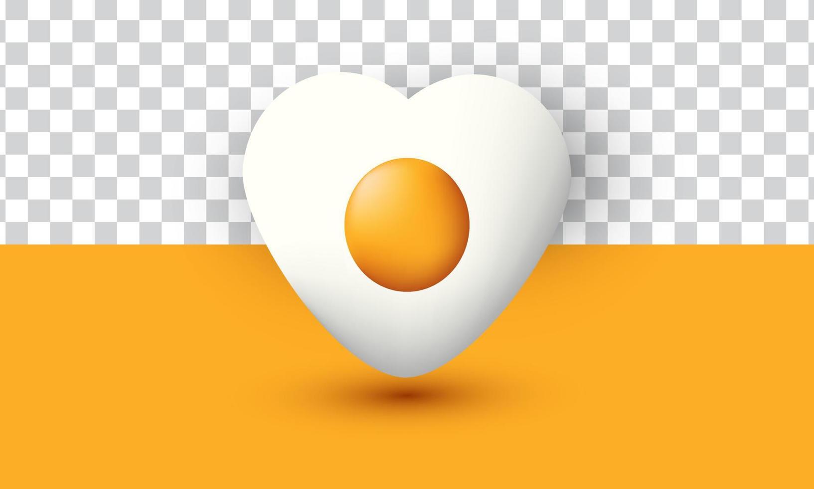 uniek realistisch gebakken ei vorm hart icoon 3d ontwerp geïsoleerd Aan vector
