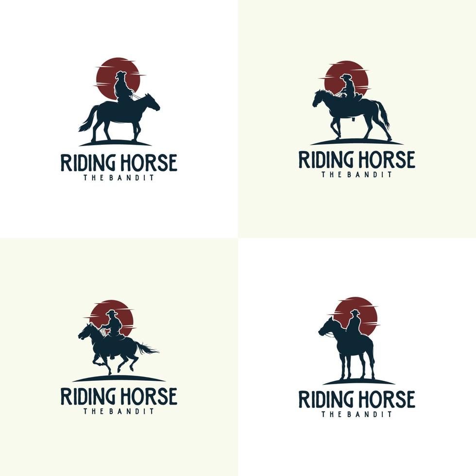 cowboy wild west rodeo wijnoogst logo vector