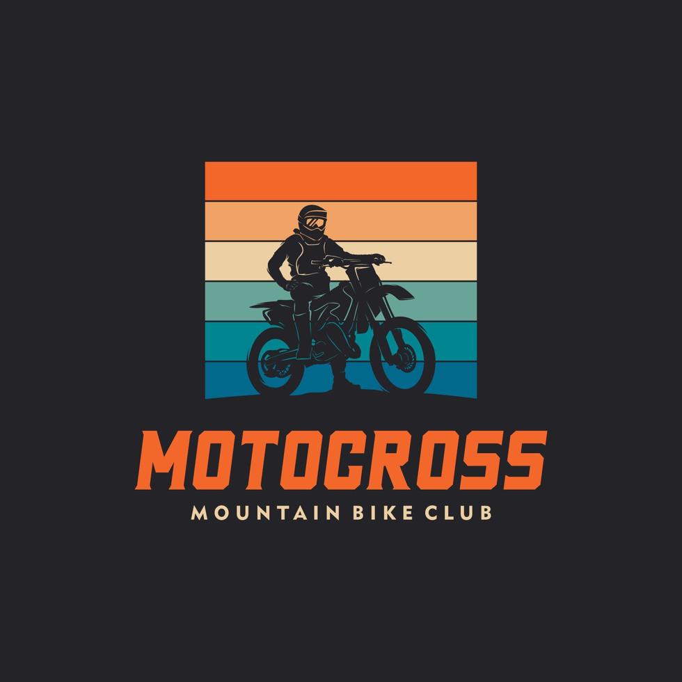 motorcross met zonsondergang achtergrond wijnoogst retro. t-shirt afdrukken ontwerp vector