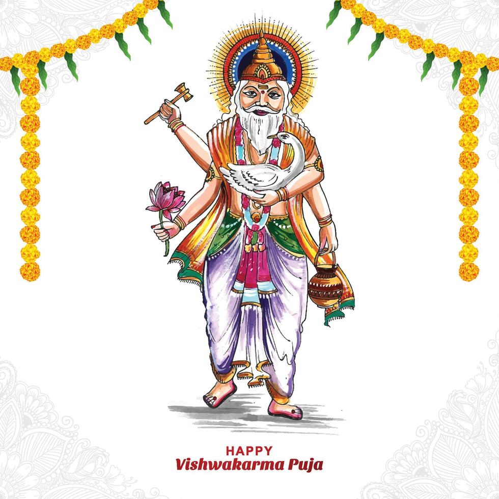 Hindoe god vishwakarma puja viering achtergrond vector