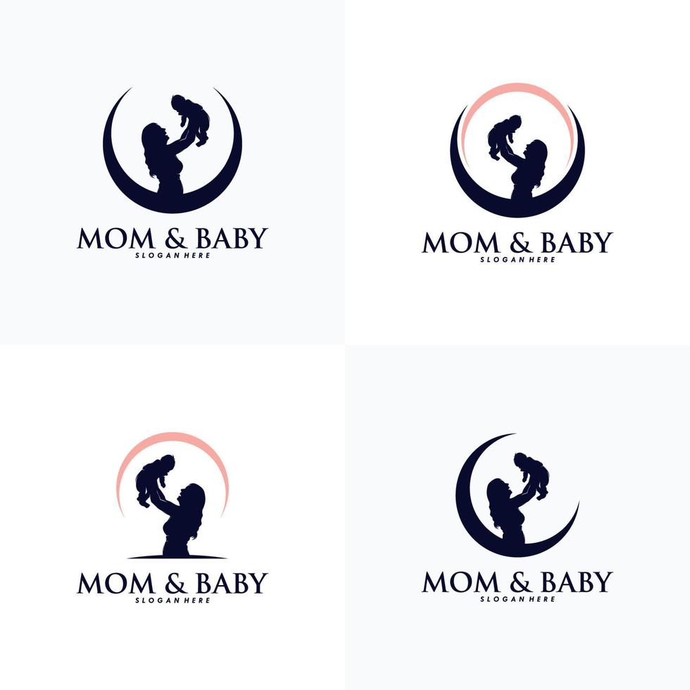 reeks van mam en baby logo ontwerp vector