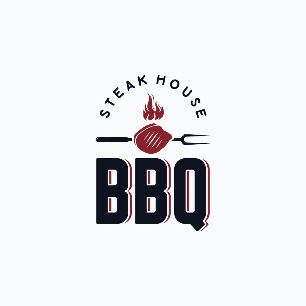 wijnoogst barbecue steak gegrild logo vector