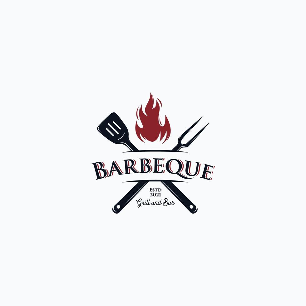 wijnoogst barbecue steak gegrild logo vector