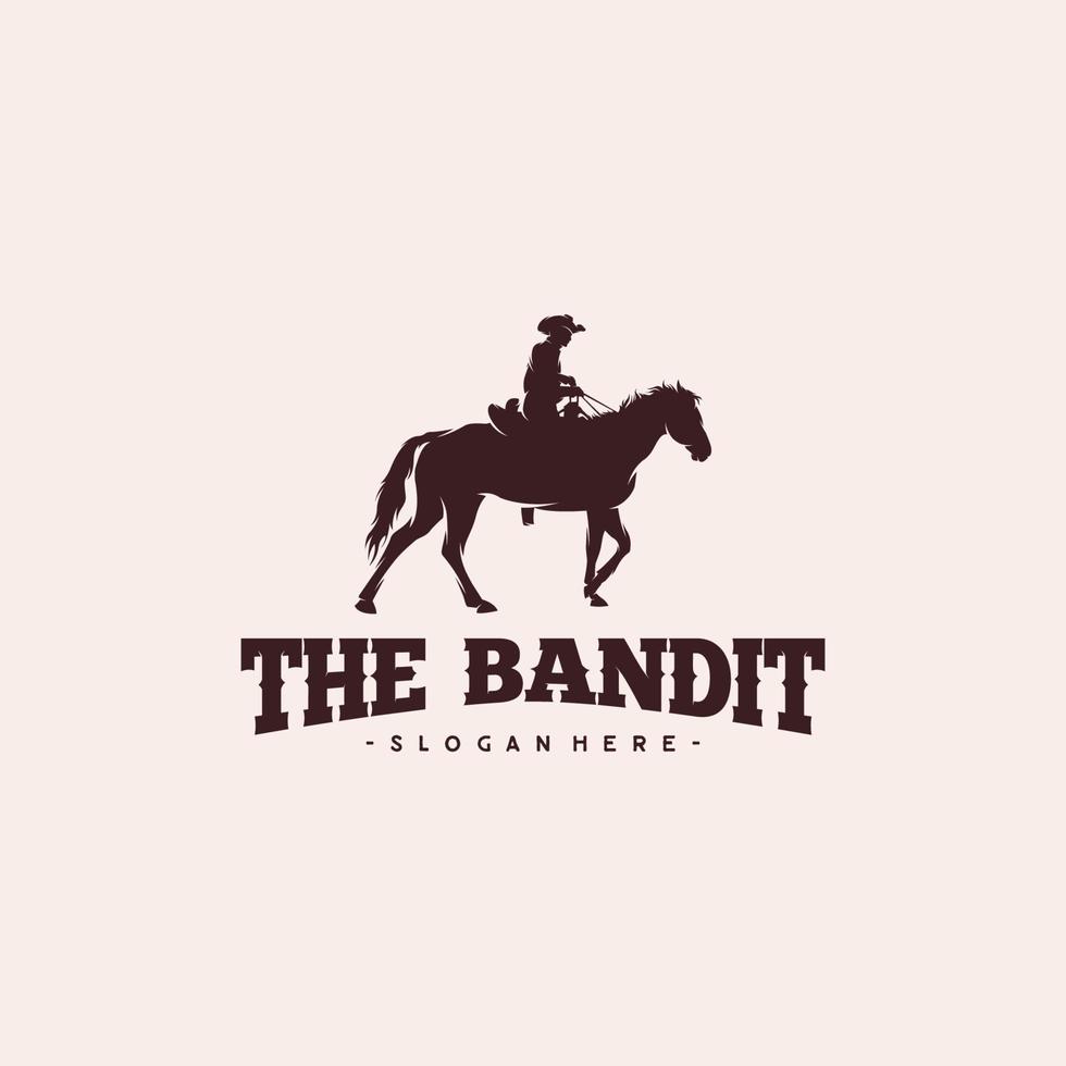 cowboy rijden paard silhouet logo ontwerp vector